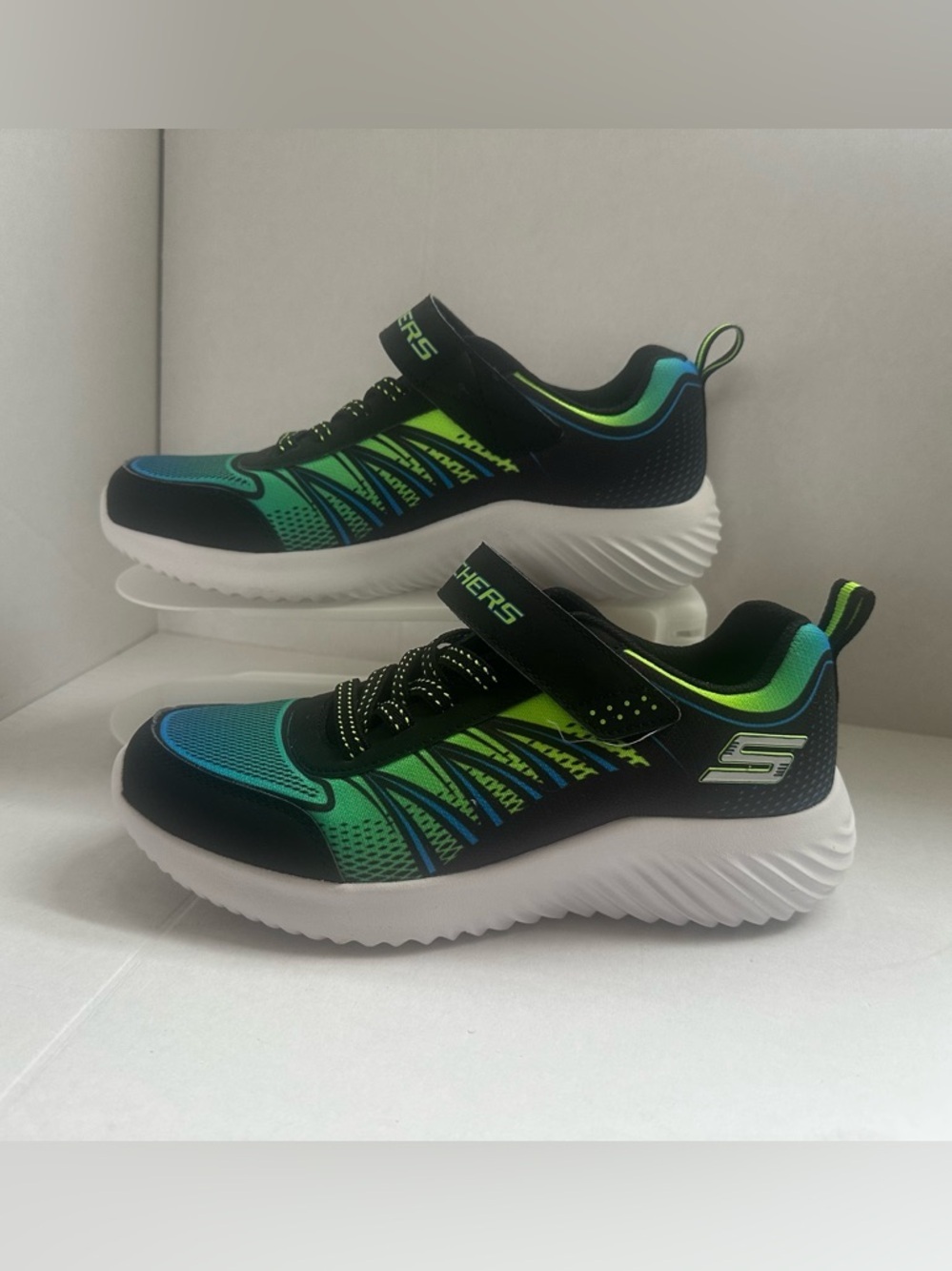 Skechers Bounder Zatic Black/Blue/Lime Toddler Boy's Sneakers-Size 4